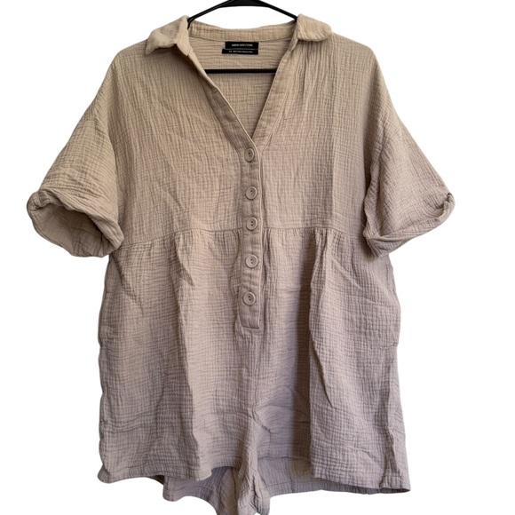 Urban Outfitters Kendra Linen Button-Front Romper - Size Small - Picture 2 of 8